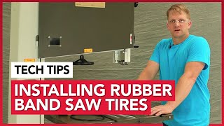 Changing a band saw tire Rubber Tire Installation [upl. by Lancaster]