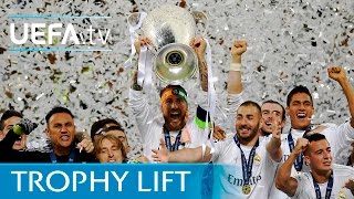 Real Madrid lift UEFA Champions League trophy [upl. by Brest]