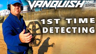 Minelab Vanquish  440 First Beach Metal Detecting [upl. by Anivlek]