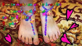 Loom Band Ankle Bracelet Tutorial [upl. by Yraillih]