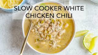 Slow Cooker White Chicken Chili Recipe [upl. by Sneve821]