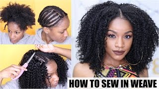 How To Natural Hair Sewin Weave Start to Finish [upl. by Rahman672]