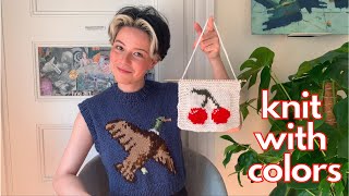 how to knit with colors stranded colorwork tutorial  Made in the Moment [upl. by Yenttihw]