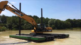 HITACHI Amphibious Excavator Swamp Backhoe Floating Lumpur JUAL RENTAL 081241346651 [upl. by Anahoj]