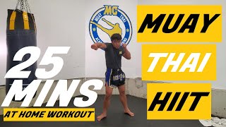 Muay Thai Class  HIIT Workout for Home  Punch amp Push Kicks  No Equipment [upl. by Avot]