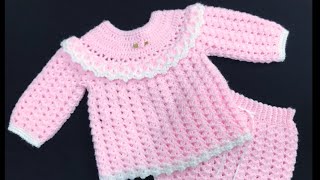 Crochet baby sweater amp crochet diaper cover SET EASY crochet baby tunic sweater Crochet for Baby [upl. by Eedrahc]