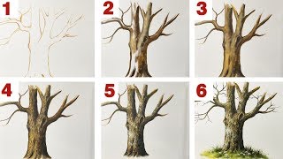 How to Paint a Tree Trunk  Acrylic Painting  Step by Step [upl. by Artie262]