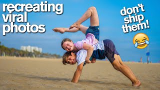 RECREATING VIRAL COUPLES PHOTOS Acrobat vs Gymnast [upl. by Oicnecserc]