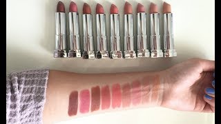 New Maybelline IntiMatte Nude Lipsticks  Lipswatch  Review [upl. by Reiche]