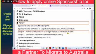 Partner Visa Form40SP  HOW TO APPLY ONLINE Sponsorship for a Partner Visa SpouseVisa [upl. by Sharp]