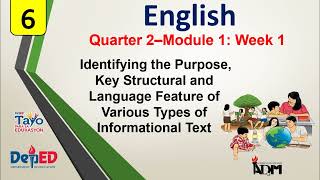 ENGLISH 6 QUARTER 2 Module 1 WEEK 1 [upl. by Nostrebor]