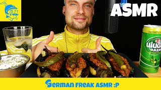 ASMR eating stuffed eggplants Karnıyarık 🇹🇷🇩🇪🍆 German ASMR English subtitles  GFASMR [upl. by Wymore]