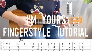 Fingerstyle Ukulele Tutorial  Im Yours  Jason Mraz inspired by Sungha Jung with tabs on screen [upl. by Nerwal]