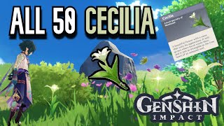 ALL 50 Cecilia Locations  Complete Guide amp Efficient Route  Genshin Impact Mondstadt [upl. by Aneeuqal513]