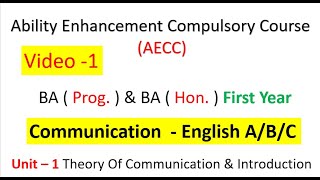 Communication English Unit–1 Theory Of Communication amp Introduction BA Prog amp BA Hon First Year [upl. by Edialeda223]