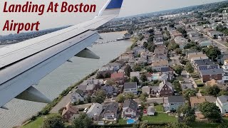 LANDING AT BOSTON LOGAN INTERNATIONAL AIRPORT BOSSPECTACULAR VIEW [upl. by Camille474]