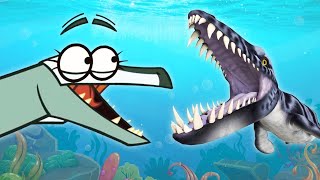 PLESIOSAURUS Vs CROCODILE  UNDERWATER Dinosaur  Cartoon for Kids  Dinosaur Facts  Im A Dinosaur [upl. by Eednyl771]