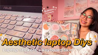 AESTHETIC LAPTOP DIYs I Diy laptop stickers and Diy keyboard skin [upl. by Adelaja]