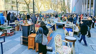 Paris France 🇫🇷FLEA MARKET🏺 BROCANTE à PARIS🪞MARCHÉ aux PUCES🪑 Walking tour in 4KHDR ✨Thrifting 4K [upl. by Lenore346]