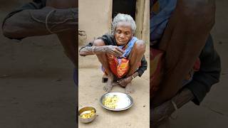 Rural old poor grandma eating CHICKEN CURRY grandma Village life [upl. by Yttap]