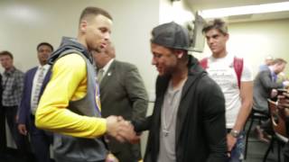 Neymar Jr hangs with the Golden State Warriors following their‪ ‎NBAFinals‬ Game 2 victory [upl. by Drofub]