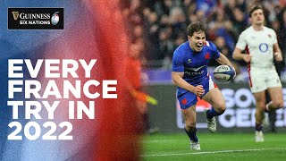 Every France Try  2022 Guinness Six Nations Grand Slam [upl. by Chickie]