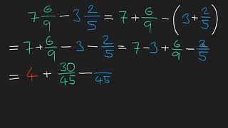 Odčítání smíšených čísel  Zlomky  Matematika  Khan Academy [upl. by Ajnotal]