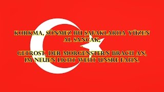 Nationalhymne Türkei  İstiklâl Marşı TRDE Text [upl. by Goldfarb]