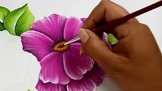 Pintura Textil Pintura En Tela  Como Pintar Flores Fácil [upl. by Delmore]