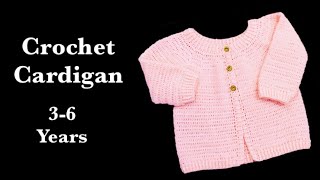 How to crochet easy crochet cardigan sweater for girls or boys by Crochet for baby 150 [upl. by Dragoon]