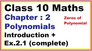 Chapter2 Introduction  Ex 21 Polynomials Ncert Maths Class 10  Cbse [upl. by Aligna]