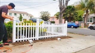 Installing Freedom White Vinyl Fence with my Parents [upl. by Akihsar]