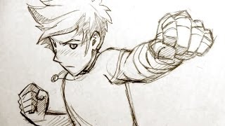 How to Draw Manga Fighting Pose Punching Fists [upl. by Trimble]