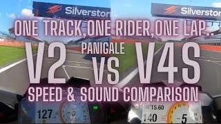 Ducati Panigale V4s vs V2 Silverstone GP Circuit Full Lap same rider one lap top speed comparison [upl. by Roxane]