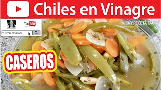 CHILES EN VINAGRE  Vicky Receta Facil [upl. by Esinal480]