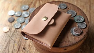 Making a Beautiful  Simple Leather Coin Wallet PATTERN [upl. by Beverie]