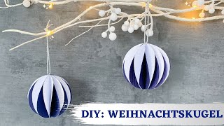 DIY – Weihnachtskugel aus Papier basteln  Christbaumschmuck selber machen [upl. by Tad]