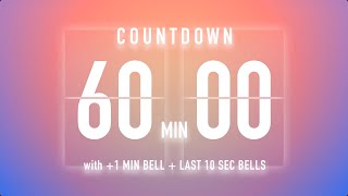 60 Minutes Countdown Timer Flip Clock   Bells 🔔🌅 [upl. by Irrol]