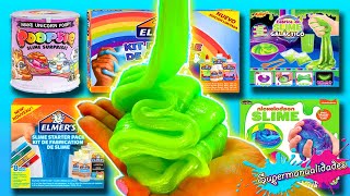 Probando 8 kits para hacer Slime Elmers Nickelodeon y Poopsie  Supermanualidades [upl. by Garnet747]