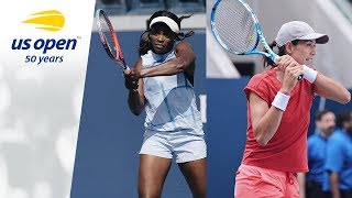 Sloane Stephens And Garbine Muguruza Practice Together At 2018 US Open [upl. by Regdirb820]