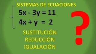 SISTEMAS DE ECUACIONES  LOS 3 MÉTODOS EXPLICADOS [upl. by Inaffit]