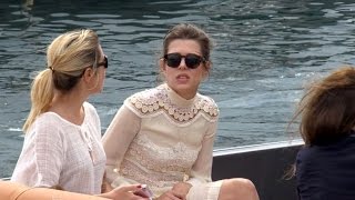 EXCLUSIVE  Charlotte Casiraghi arriving in boat at Port Canto in Cannes [upl. by Muslim]