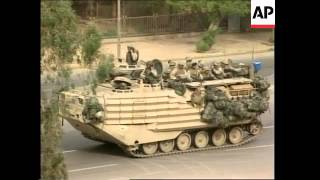 GWT WRAP US tanks roll into central Baghdad outside Palestine Hotel [upl. by Rhtaeh34]