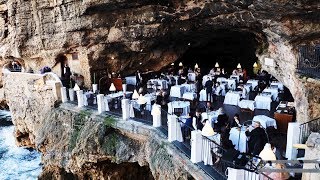 Cave Restaurant in Polignano a Mare Puglia Italy  Grotta Palazzese [upl. by Allred]