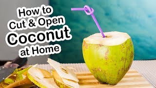 How to Cut Open a Coconut  Green Coconut opening Technique [upl. by Fremont]