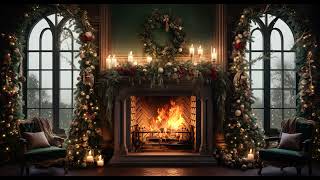 Christmas Ambience 🎄  Winter Fireplace Burning [upl. by Burns]