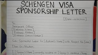 How To Write Schengen Visa Sponsorship Letter Template Format  Writing Practices [upl. by Bertelli]