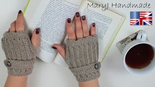 Crochet tutorial fingerless gloves Written pattern in description [upl. by Anirbus]