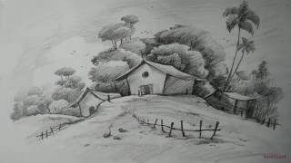 How to Draw Easy and Simple Landscape For Beginners with PENCIL [upl. by Eisso11]