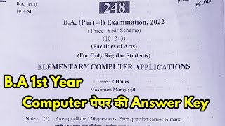 Elementary Computer Applications  BA 1st Year Exam 2022  BA 1st Year Computer Questions Paper [upl. by Lindi]